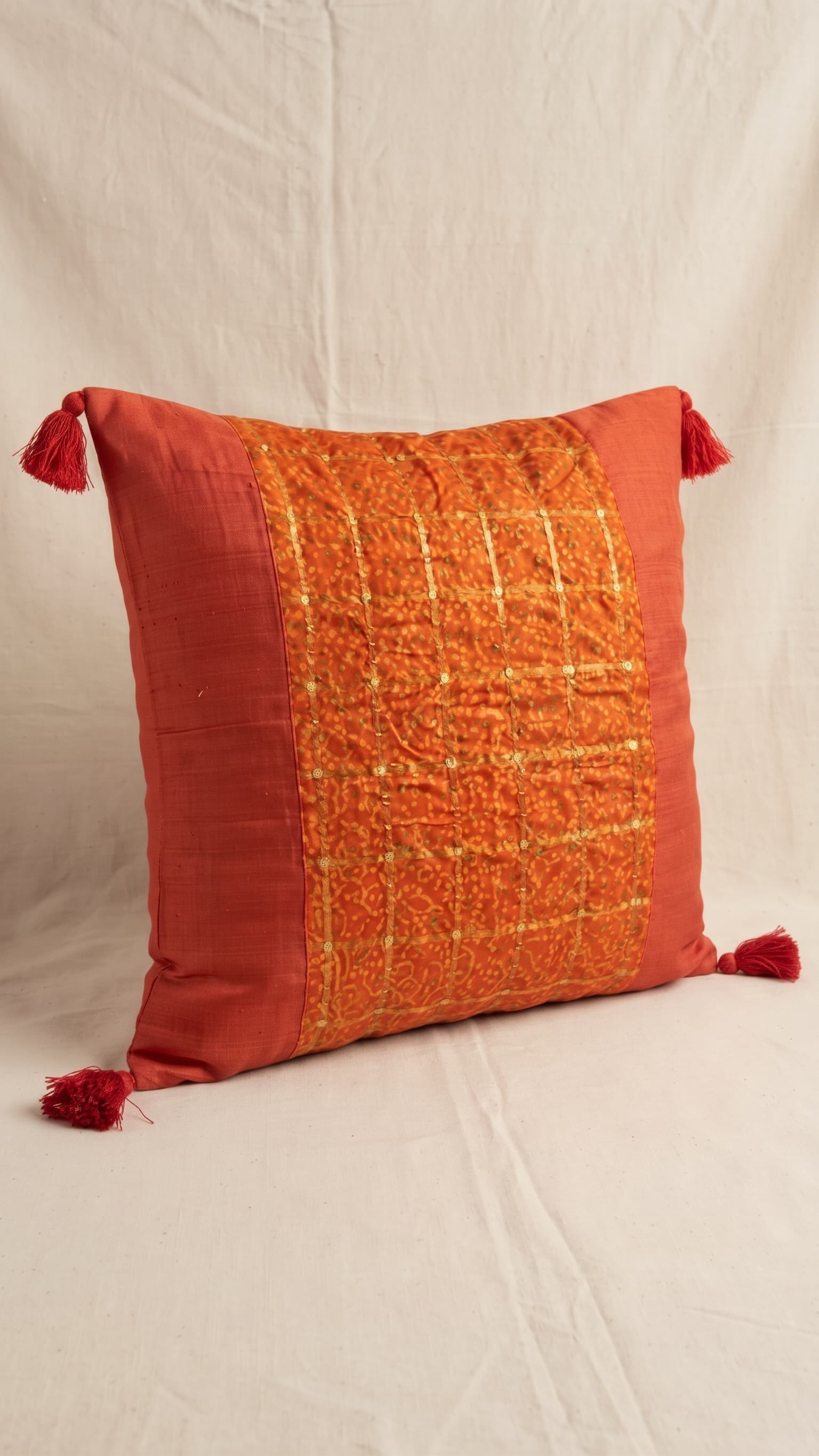 Amber Jharokha — Raw Silk Cushion