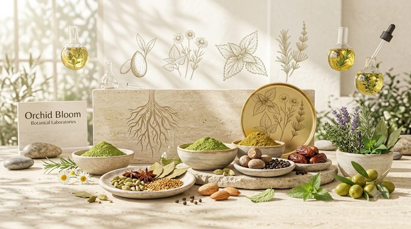 Orchid Bloom Olive Shine botanical ingredients